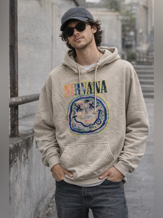 NIRVANA Other - NIRVANA Beige Hoodie with Colorful Logo